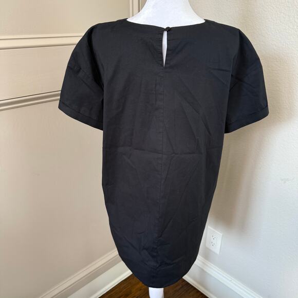 Eileen Fisher System Organic Cotton Tunic Black Rolled Sleeve Size M Minimalist - Picture 4 of 6